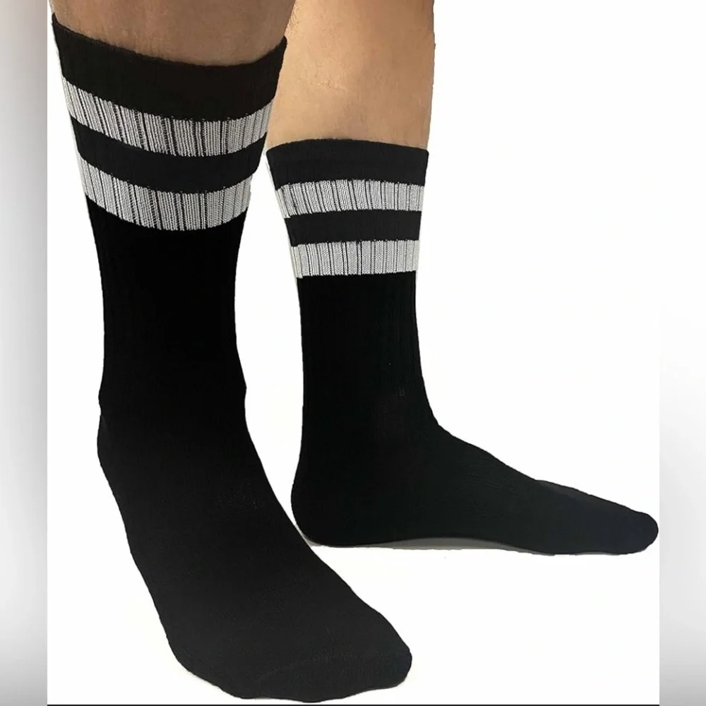 Geekism/Guan Ke 6 Pairs By Athletic Socks Stripe Calf Sport Soccer One Size